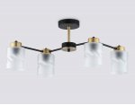 Люстра на штанге со стеклянными плафонами Ambrella TR303324/4 BK/GD черный/золото E27/4 max 60W 650*290*270