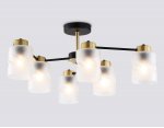 Люстра на штанге со стеклянными плафонами Ambrella TR303325/6 BK/GD черный/золото E27/6 max 60W D680*270