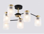 Люстра на штанге со стеклянными плафонами Ambrella TR303325/6 BK/GD черный/золото E27/6 max 60W D680*270