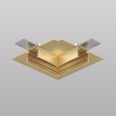 Угловой элемент трека SHINE HIDE для ГКЛ 12,5 мм, 90°, потолок–потолок, сатинированная латунь, алюминий