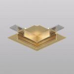 Угловой элемент трека SHINE HIDE для ГКЛ 12,5 мм, 90°, потолок–потолок, сатинированная латунь, алюминий