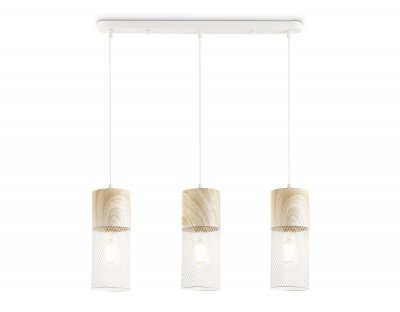 Светильник подвесной Ambrella TR8499/3 WH/WD белый/дерево E27/3 max 60W 550*100*1000