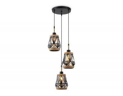 Светильник подвесной в стиле лофт Ambrella TR8522/3 BK/SB черный/бронза E27/3 max 60W D380*1000 Светильник подвесной в стиле лофт Ambrella TR8522/3 BK/SB черный/бронза E27/3 max 60W D380*1000