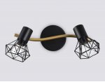 Настенно-потолочный спот в стиле лофт Ambrella TR8656/2 BK/GD черный/золото E14/2 max 60W 330*100*185
