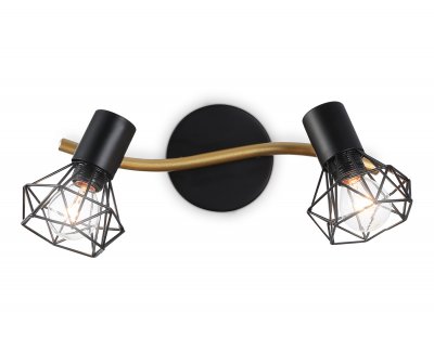 Настенно-потолочный спот в стиле лофт Ambrella TR8656/2 BK/GD черный/золото E14/2 max 60W 330*100*185 Настенно-потолочный спот в стиле лофт Ambrella TR8656/2 BK/GD черный/золото E14/2 max 60W 330*100*185