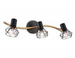 Настенно-потолочный спот в стиле лофт Ambrella TR8657/3 BK/GD черный/золото E14/3 max 60W 550*100*185