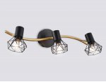 Настенно-потолочный спот в стиле лофт Ambrella TR8657/3 BK/GD черный/золото E14/3 max 60W 550*100*185