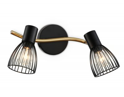 Настенно-потолочный спот в стиле лофт Ambrella TR8660/2 BK/GD черный/золото E14/2 max 60W 330*100*170 Настенно-потолочный спот в стиле лофт Ambrella TR8660/2 BK/GD черный/золото E14/2 max 60W 330*100*170