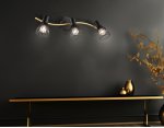 Настенно-потолочный спот в стиле лофт Ambrella TR8661/3 BK/GD черный/золото E14/3 max 60W 550*100*170