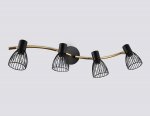 Настенно-потолочный спот в стиле лофт Ambrella TR8662/4 BK/GD черный/золото E14/4 max 60W 760*100*170