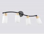Настенно-потолочный спот в стиле лофт Ambrella TR8723/4 BK/WD черный/дерево E14/4 max 60W 760*100*210