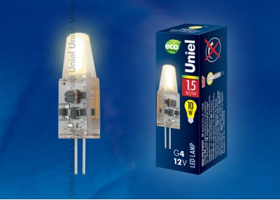 Лампа светодиодная Uniel LED-JC-12/1,5W/WW/G4/CL SIZ05TR