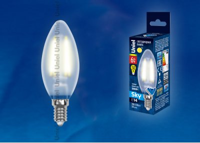 Лампа светодиодная Uniel LED-C35-6W/WW/E14/FR PLS02WH