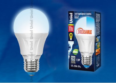 Лампа светодиодная Uniel LED-A60-11W/NW/E27/FR/DIM PLP01WH Лампа светодиодная Uniel LED-A60-11W/NW/E27/FR/DIM PLP01WH