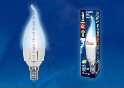 Лампа светодиодная Uniel LED-CW37-6W/NW/E14/FR/DIM PLP01WH Лампа светодиодная Uniel LED-CW37-6W/NW/E14/FR/DIM PLP01WH