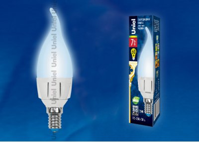 Лампа светодиодная Uniel LED-CW37-7W/NW/E14/FR PLP01WH Лампа светодиодная Uniel LED-CW37-7W/NW/E14/FR PLP01WH