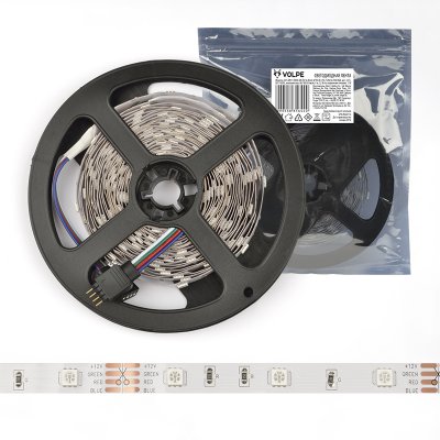 Гибкая светодиодная лента Volpe ULS-Q911 5050-30LED/m-8mm-IP20-DC12V-7,2W/m-5M-RGB