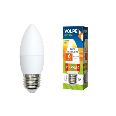 Лампа светодиодная Volpe LED-C37-6W/WW/E27/FR/O