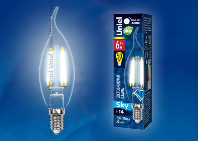 Лампа светодиодная Uniel LED-CW35-6W/NW/E14/CL PLS02WH