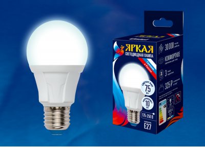 Лампа светодиодная Uniel LED-A60 10W/NW/E27/FR PLP01WH Лампа светодиодная Uniel LED-A60 10W/NW/E27/FR PLP01WH