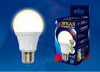 Лампа светодиодная Uniel LED-A60 12W/WW/E27/FR PLP01WH Лампа светодиодная Uniel LED-A60 12W/WW/E27/FR PLP01WH