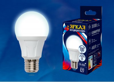 Лампа светодиодная Uniel LED-A60 12W/NW/E27/FR PLP01WH Лампа светодиодная Uniel LED-A60 12W/NW/E27/FR PLP01WH