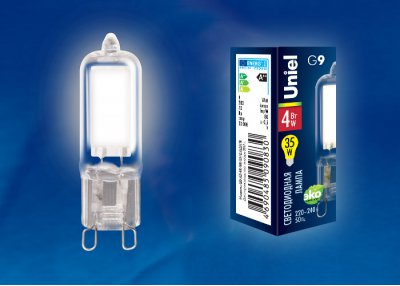 Лампа светодиодная Uniel LED-JCD-4W/NW/G9/CL GLZ01TR
