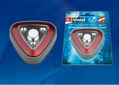 Светильник ночник с батарейками Uniel DTL-356 Треугольник/Red/3LED/3AAA
