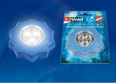 Светильник ночник с батарейками Uniel DTL-357 Звезда/Blue/3LED/3АAA