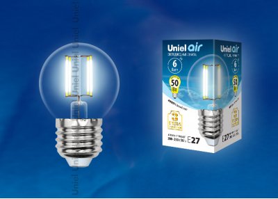 Лампа светодиодная Uniel LED-G45-6W/NW/E27/CL GLA01TR