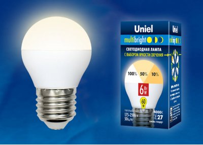 Лампа светодиодная Uniel LED-G45-6W/WW/E27/FR/MB PLM11WH Лампа светодиодная Uniel LED-G45-6W/WW/E27/FR/MB PLM11WH