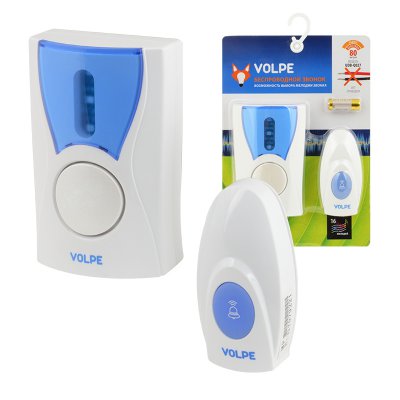 Звонок беспроводной Volpe UDB-Q027 W-R1T1-16S-80M-WH Звонок беспроводной Volpe UDB-Q027 W-R1T1-16S-80M-WH