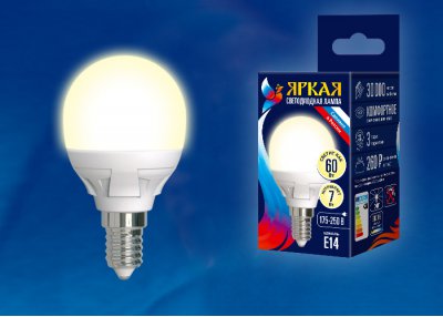 Лампа светодиодная Uniel LED-G45 7W/WW/E14/FR PLP01WH