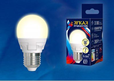 Лампа светодиодная Uniel LED-G45 7W/WW/E27/FR PLP01WH