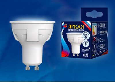 Лампа светодиодная Uniel LED-JCDR 6W/NW/GU10/FR PLP01WH