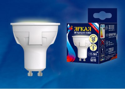Лампа светодиодная Uniel LED-JCDR 6W/WW/GU10/FR PLP01WH