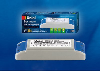Блок питания для светодиодных ламп и модулей Uniel UET-VPJ-036B20 24V IP20 Блок питания для светодиодных ламп и модулей Uniel UET-VPJ-036B20 24V IP20
