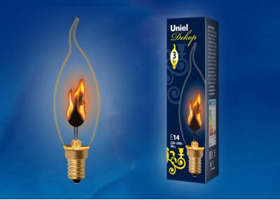 Лампа накаливания Uniel IL-N-CW35-3/RED-FLAME/E14/CL