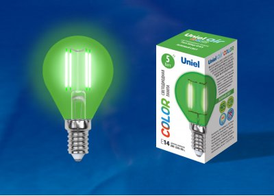 Лампа светодиодная Uniel LED-G45-5W/GREEN/E14 GLA02GR