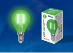 Лампа светодиодная Uniel LED-G45-5W/GREEN/E14 GLA02GR
