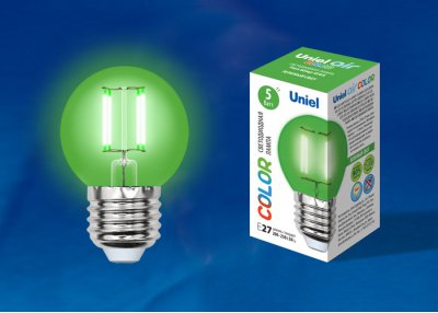 Лампа светодиодная Uniel LED-G45-5W/GREEN/E27 GLA02GR
