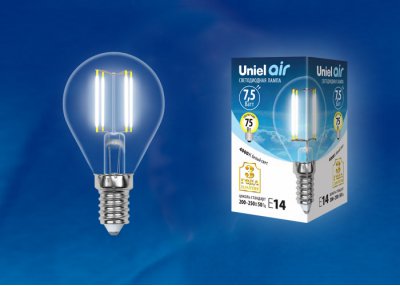 Лампа светодиодная Uniel LED-G45-7,5W/NW/E14/CL GLA01TR