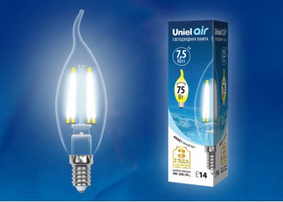 Лампа светодиодная Uniel LED-CW35-7,5W/NW/E14/CL GLA01TR