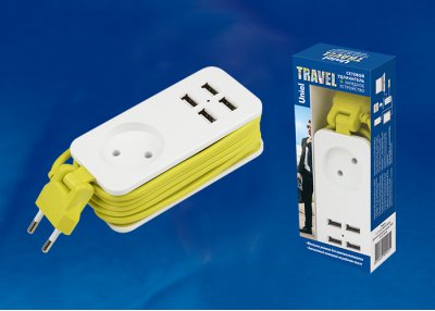 Удлинитель бытовой Uniel S-CT1-1,5U WHITE/GREEN LM