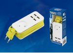 Удлинитель бытовой Uniel S-CT1-1,5U WHITE/GREEN LM