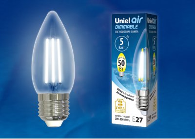 Лампа светодиодная Uniel LED-C35-5W/NW/E27/CL/DIM GLA01TR