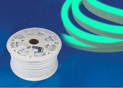 Лента светодиодная герметичная Uniel ULS-N21-2835-120LED/m-8mm-IP67-220V-8W/m-50M-GREEN бобина