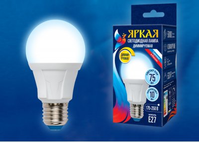Лампа светодиодная Uniel LED-A60 10W/6500K/E27/FR/DIM PLP01WH