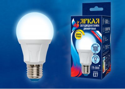 Лампа светодиодная Uniel LED-A60 12W/6500K/E27/FR/DIM PLP01WH