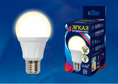 Лампа светодиодная Uniel LED-A60 18W/3000K/E27/FR PLP01WH